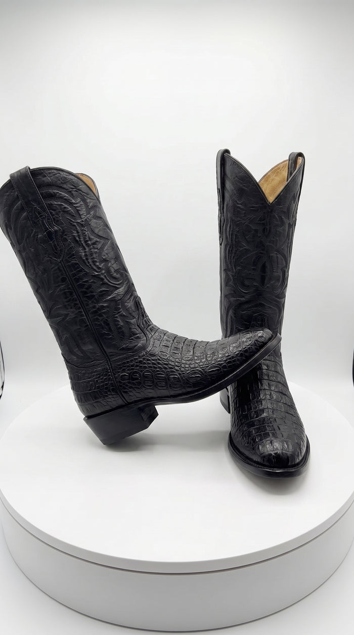 Los Altos Men’s Black Western Boots, Exotic Cowboy Dress Boots for Rodeo and Country Wear