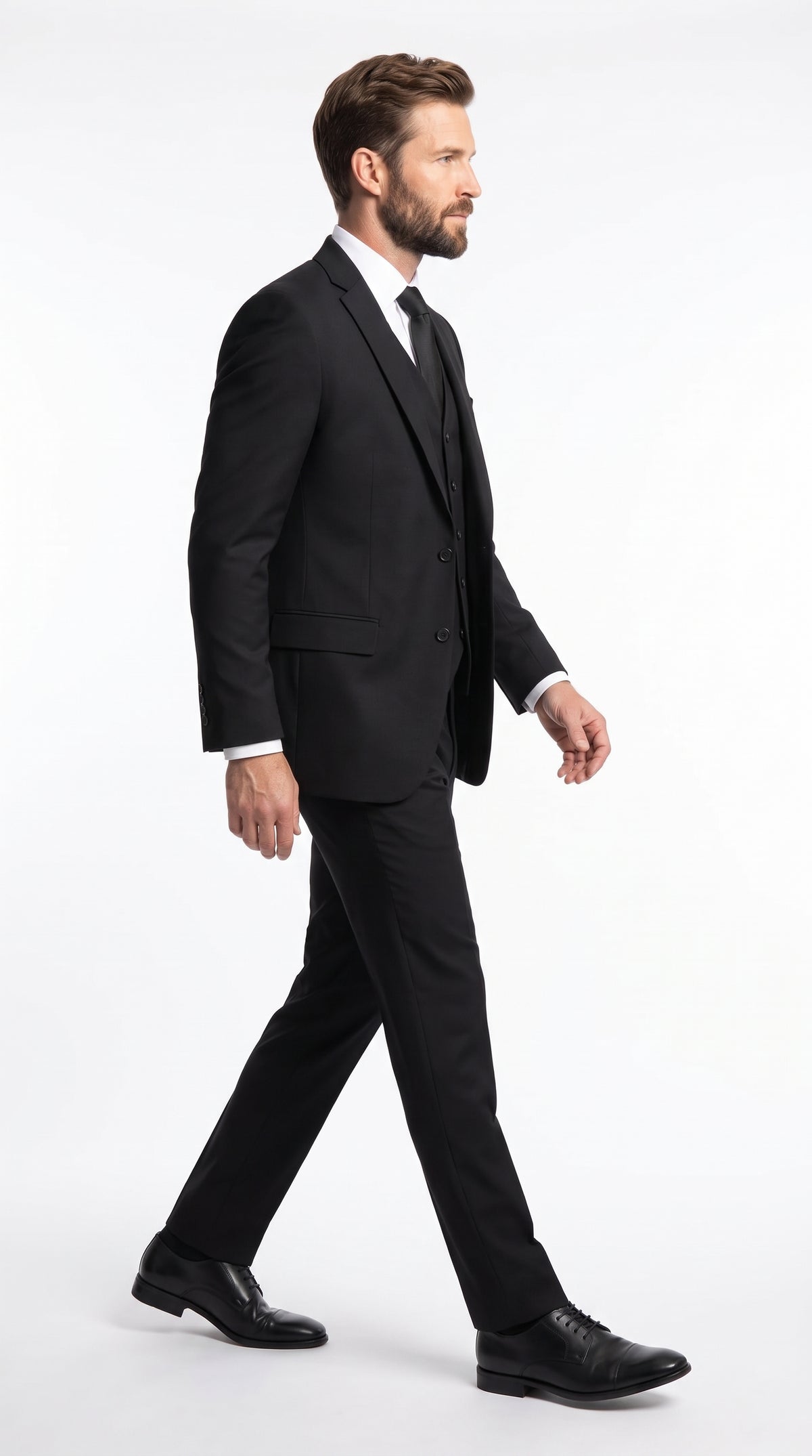 Men’s Black Modern Fit 3-Piece Suit – 2 Button Vested Wedding, Prom & Formal Suit