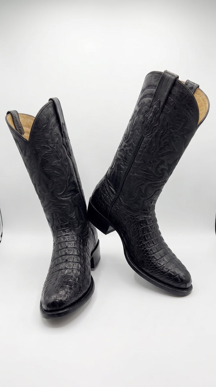 Los Altos Men’s Black Western Boots, Exotic Cowboy Dress Boots for Rodeo and Country Wear