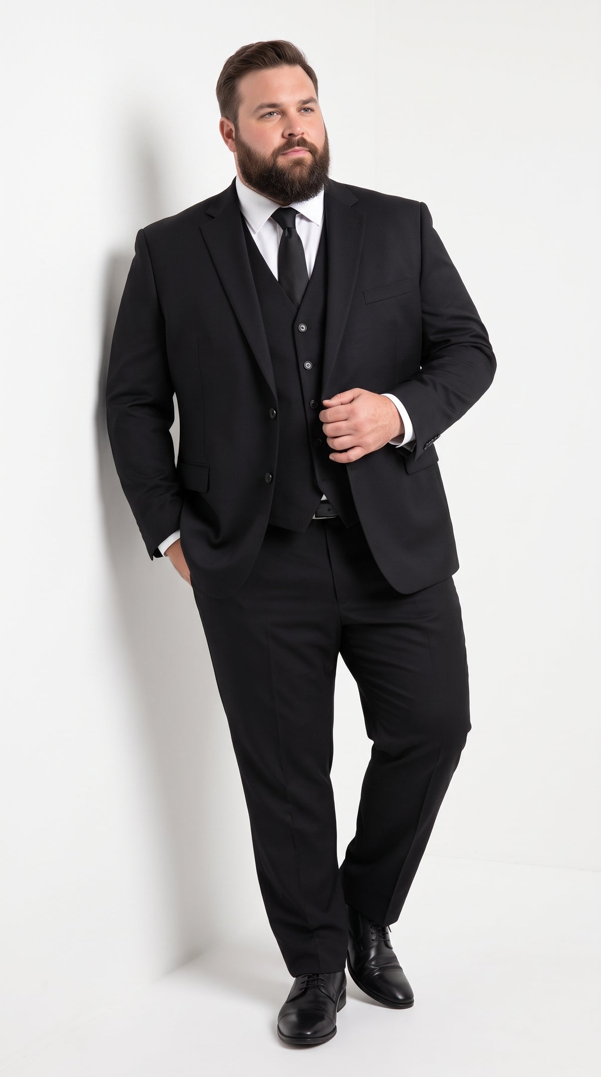 Men’s Black Modern Fit 3-Piece Suit – 2 Button Vested Wedding, Prom & Formal Suit