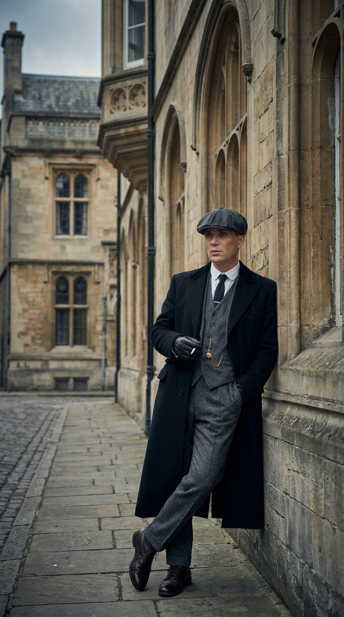 Men’s Black Peaky Blinders Full-Length Overcoat – Thomas Shelby Inspired Vintage Wool Coat