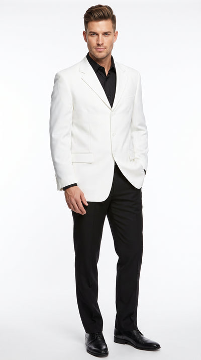 Men’s White Lucci Designer Suit, Fashion Dress Casual Blazer and Pants Formal Suit