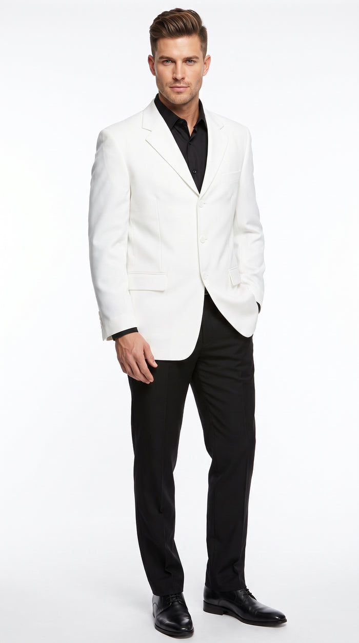 Men’s White Lucci Designer Suit, Fashion Dress Casual Blazer and Pants Formal Suit