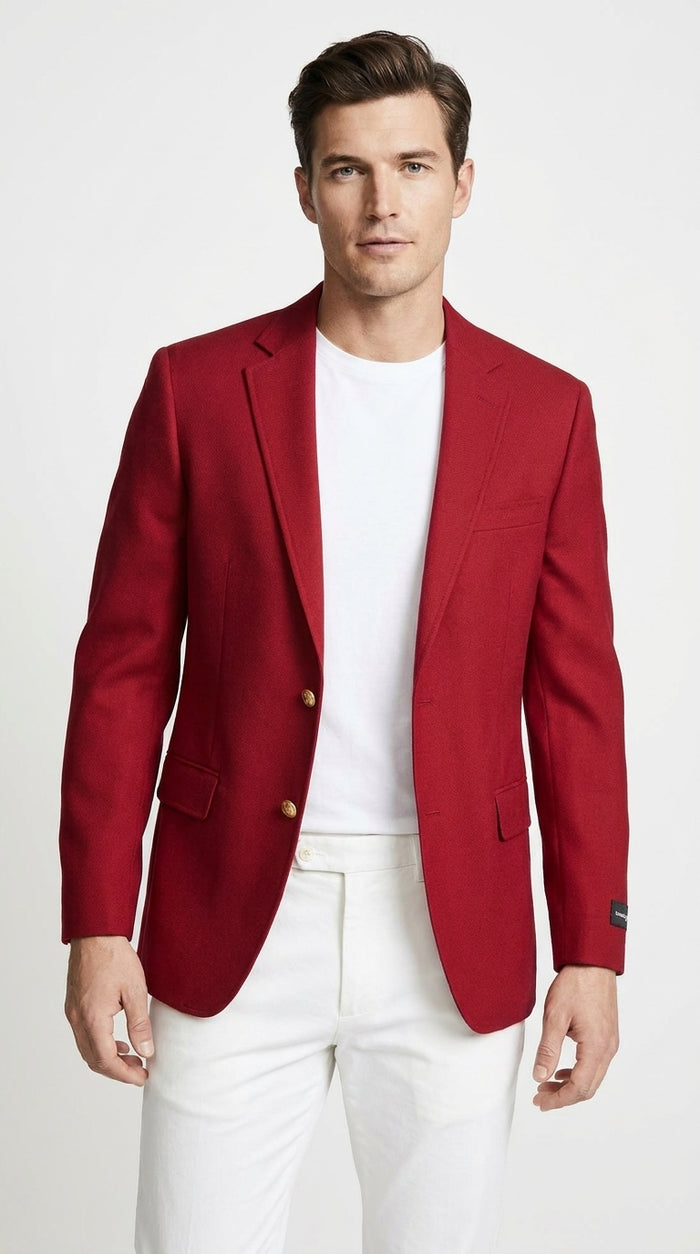Men’s Classic Burgundy 2-Button Blazer – Wedding, Church, Business and Formal Sport Coat
