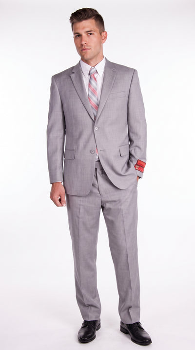 Tiglio Men’s Light Grey 2 Button Suit, High Quality Formal Wedding Business Dress Suit