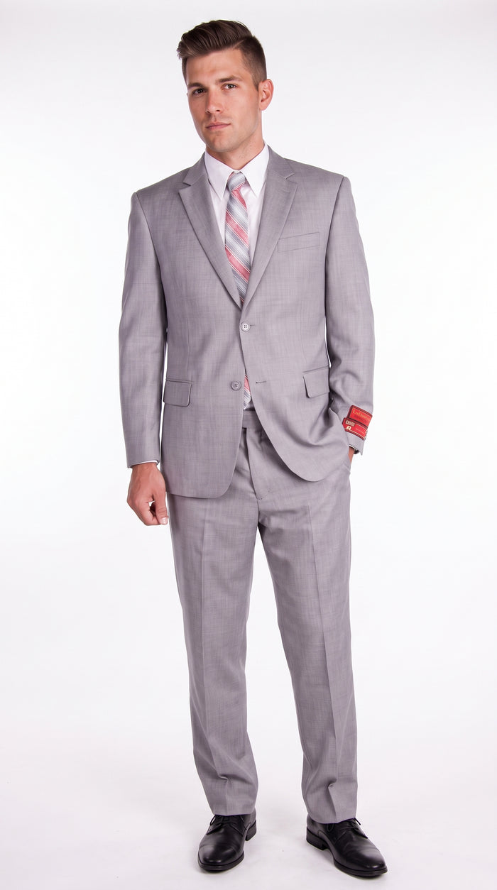 Tiglio Men’s Light Grey 2 Button Suit, High Quality Formal Wedding Business Dress Suit