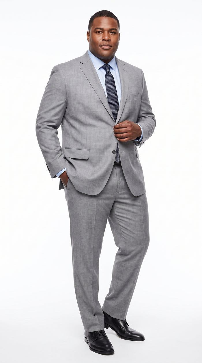 Men’s Gray 2-Button Suit – Classic Two Piece Wedding, Business & Formal Suit