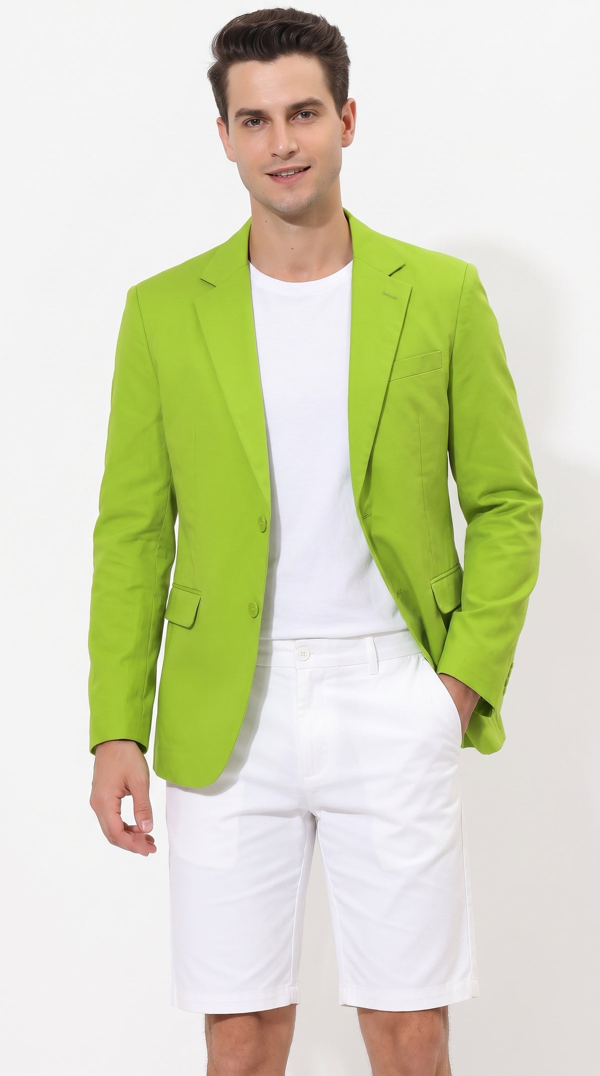 Men’s Apple Green Summer Sport Coat, Lime Green Classic Fit Blazer for Parties and Casual Events