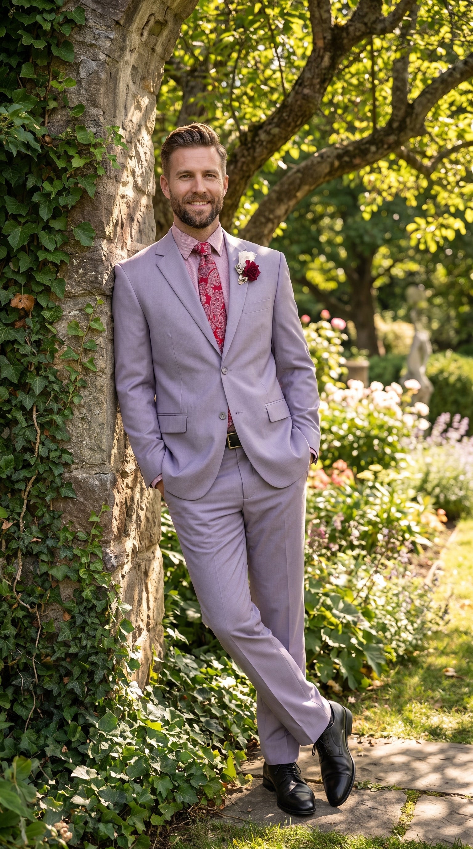 Men’s Light Grey 2 Button Suit, Modern Fit Formal Wedding Business Dress Suit