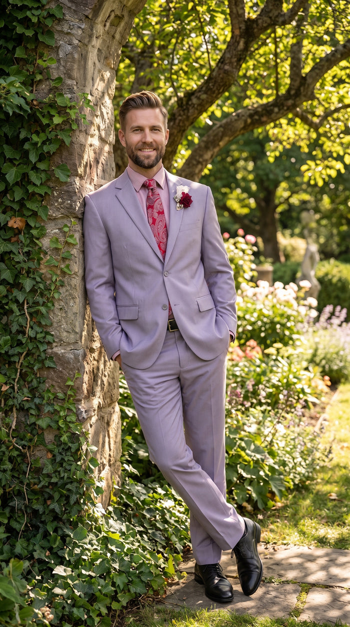 Men’s Light Grey 2 Button Suit, Modern Fit Formal Wedding Business Dress Suit