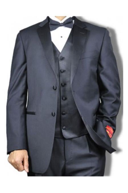 Authentic Tiglio Brand Men's Vested 2 Button Tuxedo Black - High End Suits - High Quality Suits