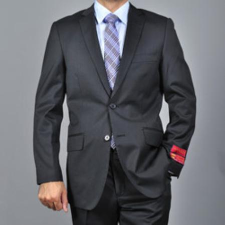 Authentic Mantoni Brand Men's Slim-fit Black patterned 2-button Suit - High End Suits - High Quality Suits