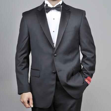 Authentic Tiglio Brand Men's 2-button Black Tuxedo - High End Suits - High Quality Suits