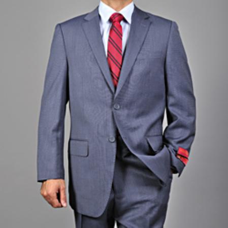 Authentic Mantoni Brand Men's patterned Blue 2-button Suit - High End Suits - High Quality Suits
