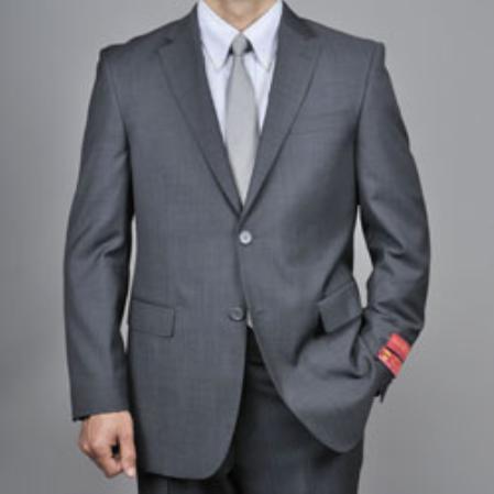 Authentic Mantoni Brand Charcoal Gray Sharkskin 2-Button Suit - High End Suits - High Quality Suits