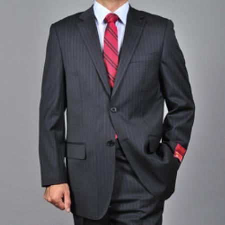 Authentic Mantoni Brand Men's Dark Charcoal Grey 2-button Suit - High End Suits - High Quality Suits