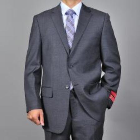 Men's Authentic Tiglio Brand patterned Dark Grey 2-button Suit - High End Suits - High Quality Suits