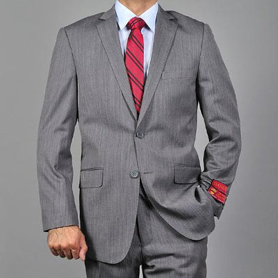Authentic Tiglio Brand Men's Slim-fit patterned Grey 2-button Suit - High End Suits - High Quality Suits