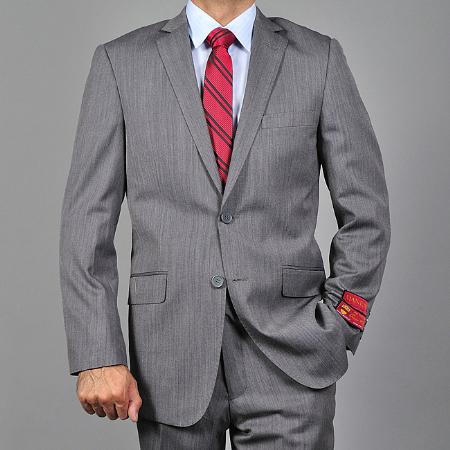Authentic Mantoni Brand Men's Slim-fit patterned Grey 2-button Suit - High End Suits - High Quality Suits