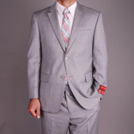 Tiglio Men’s Light Grey 2 Button Suit, High Quality Formal Wedding Business Dress Suit
