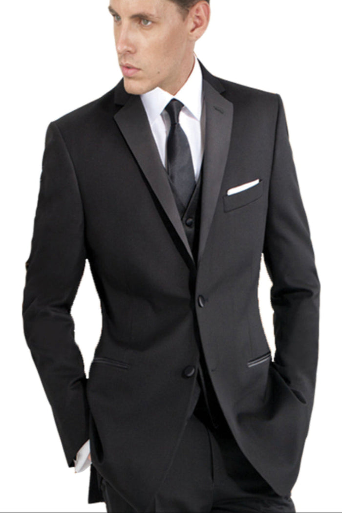 Tiglio Black Wool 2-Button Tuxedo Set