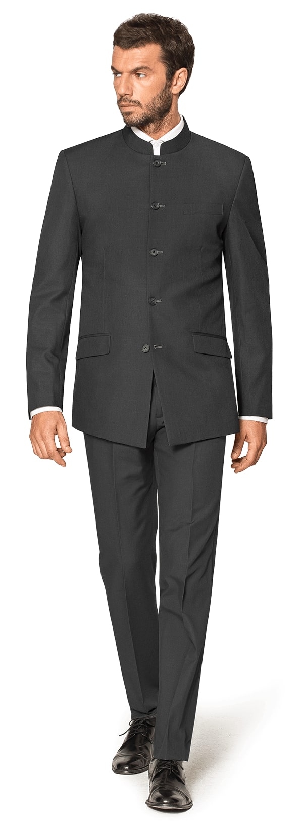 Chinese Tunic Mao Suit Set - Black & Gray