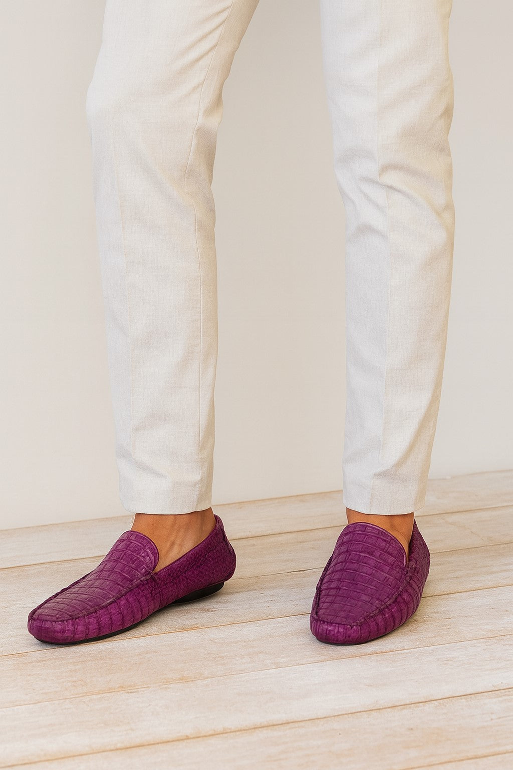 Remo Purple Caiman Crocodile Driving Shoes