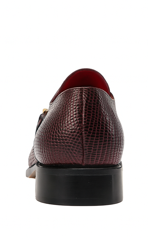 Marco Di Milano Toluca Wine / Burgundy Monk Strap Lizard & Crocodile Shoes