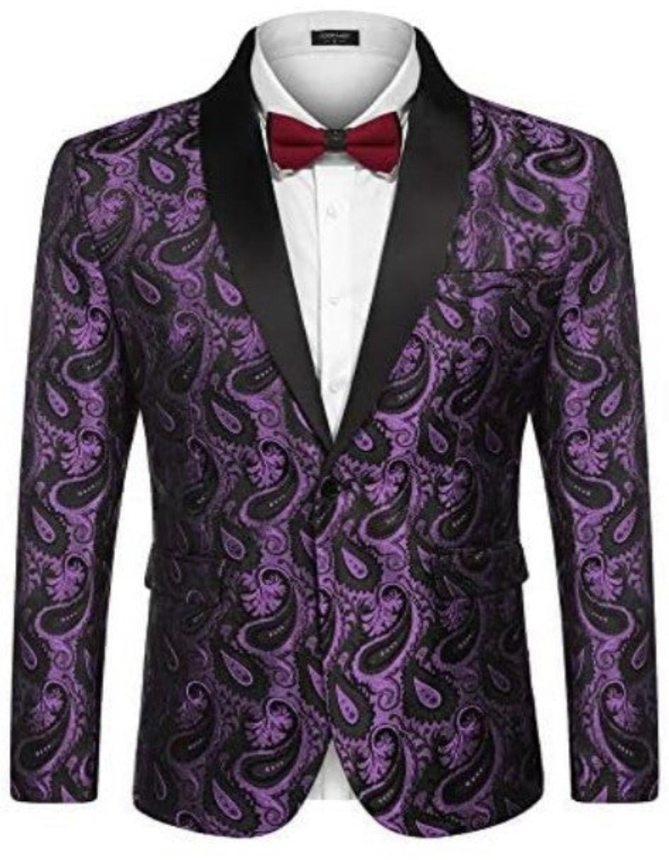 Purple Paisley Tuxedo Blazer for Mardi Gras