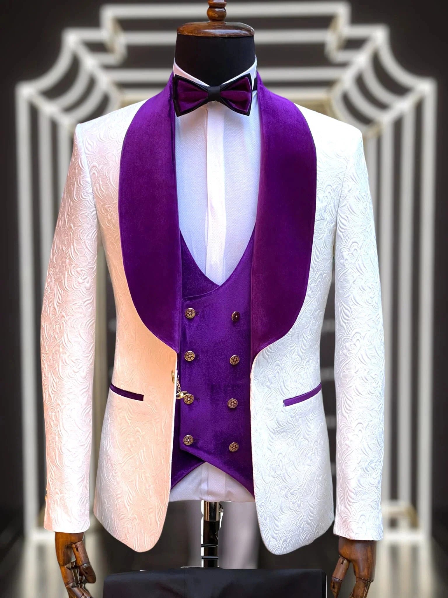 Purple Premium Paisley Velvet Tuxedo