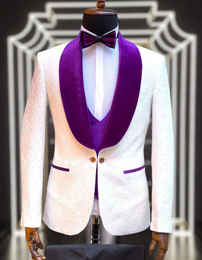 Purple Premium Paisley Velvet Tuxedo