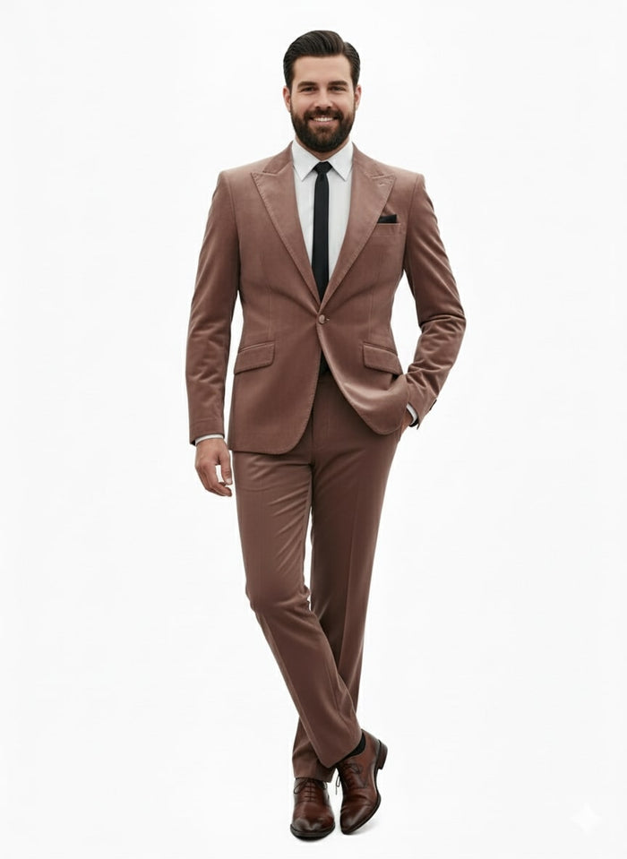 Mauve Velvet Ultra Slim Suit for Men
