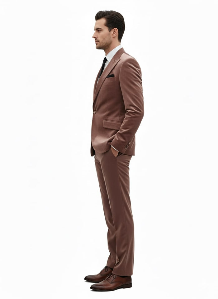 Mauve Velvet Ultra Slim Suit for Men