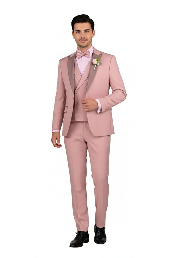 Mauve 1-Button Peak Tuxedo