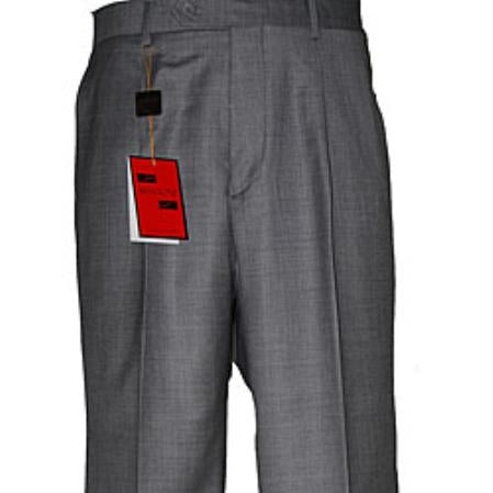Men's Medium Gray Single-pleat Pants unhemmed unfinished bottom - Cheap Priced Dress Slacks For Men On Sale