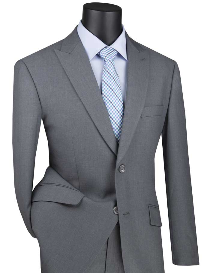 Modern Fit Medium Gray Suit with Peak Lapel