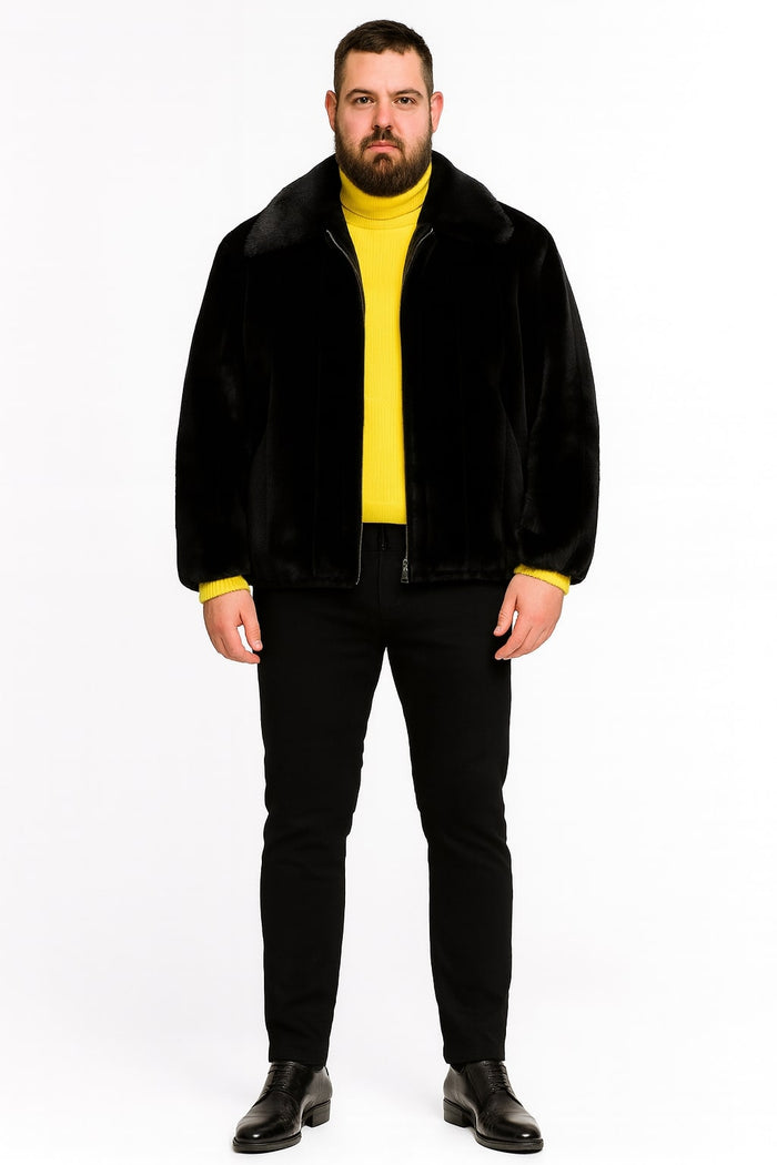 Men's Faux Fur Zip-Up Winter Jacket