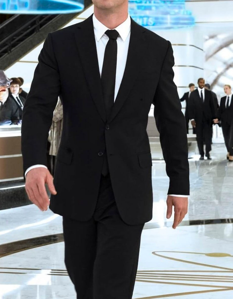 Mens Black Suit, Shirt and Tie Costume Set