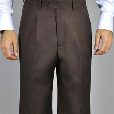 Men's Brown Single Pleat Pants unhemmed unfinished bottom mensusa