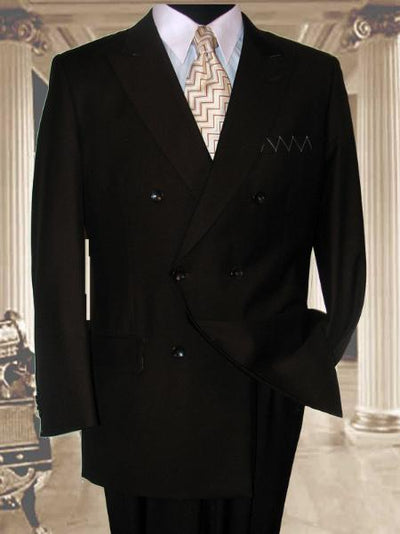 Men's Classic Double Breasted Suits Solid Color Brown Suit With Side Vent Jacket Pleated Pants mensusa