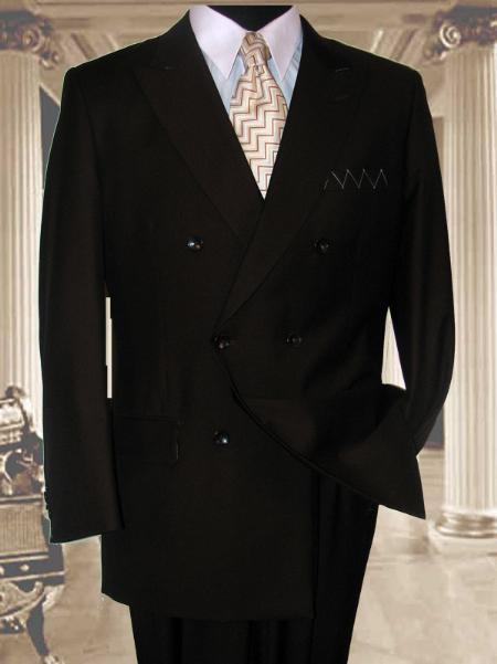 Men's Classic Double Breasted Suits Solid Color Brown Suit With Side Vent Jacket Pleated Pants mensusa