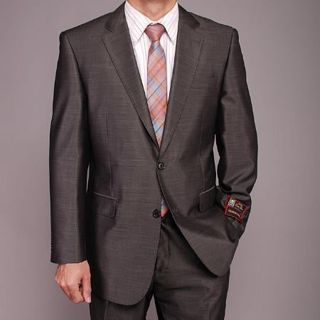 Men's Dark Gray Shiny 2-button 2 Piece Suits - Two piece Business suits Suit mensusa
