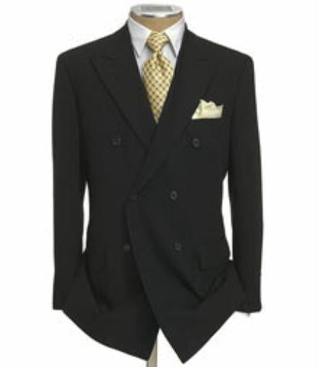 Men's Double Breasted Suit Jacket + Pleated Pants Super 140's 100% Woo