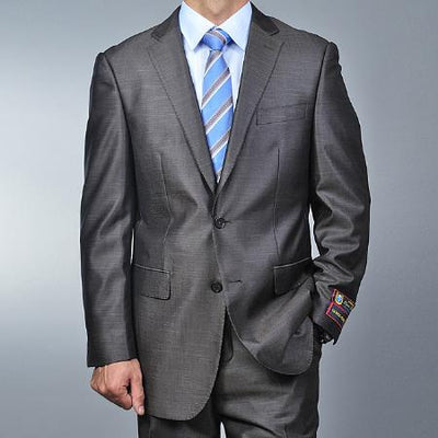 Men's Metallic Grey 2-button Suit mensusa