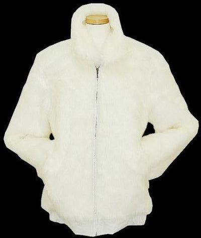Men's White Faux Fur Bomber Big and Tall Bomber Jacket mensusa