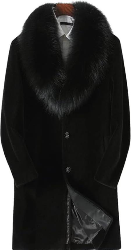 Men’s Black Faux Fur Long Coat