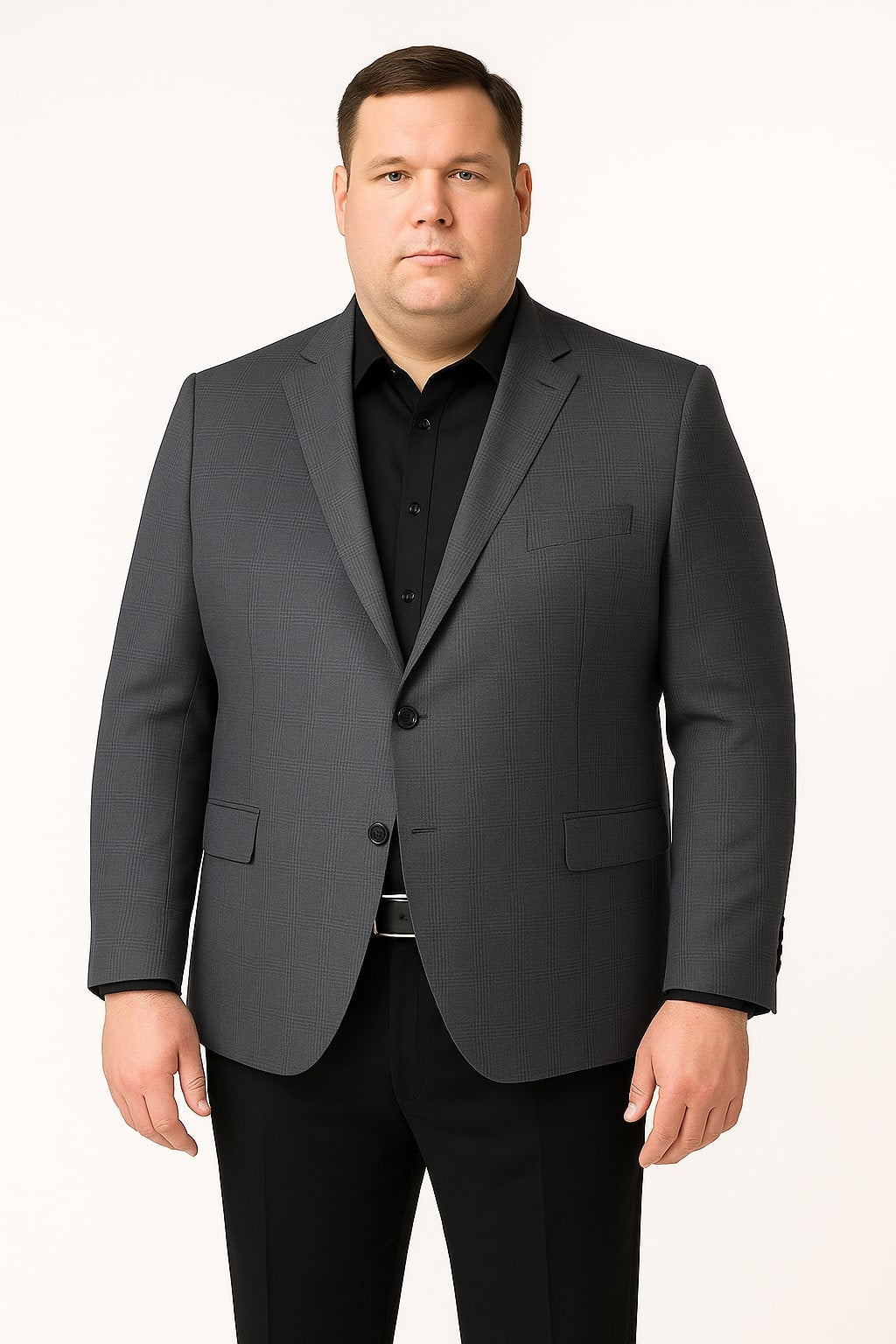 Charcoal Grey Checkered Sport Coat - Plaid Blazer