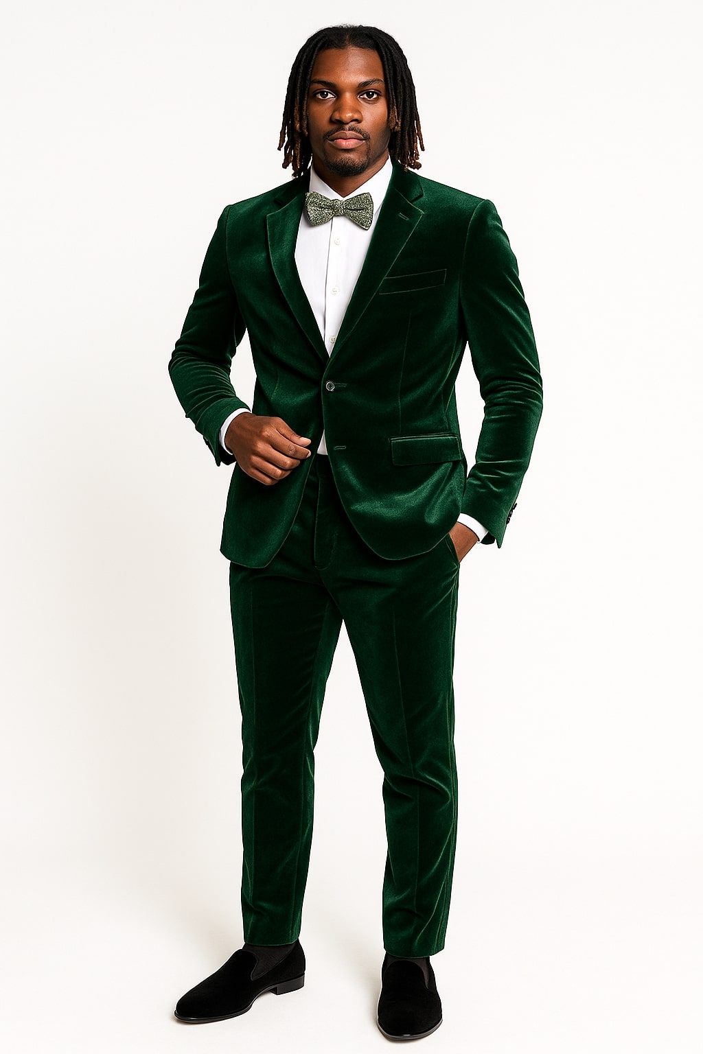 Emerald Green Velvet Slim Fit Tuxedo for Men