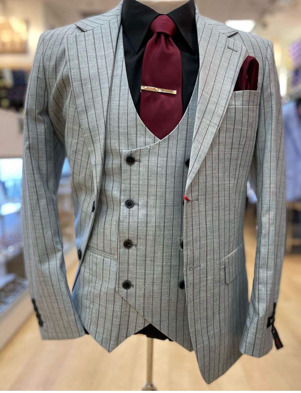 1920s Grey Pinstripe Three-Piece Men's Suit