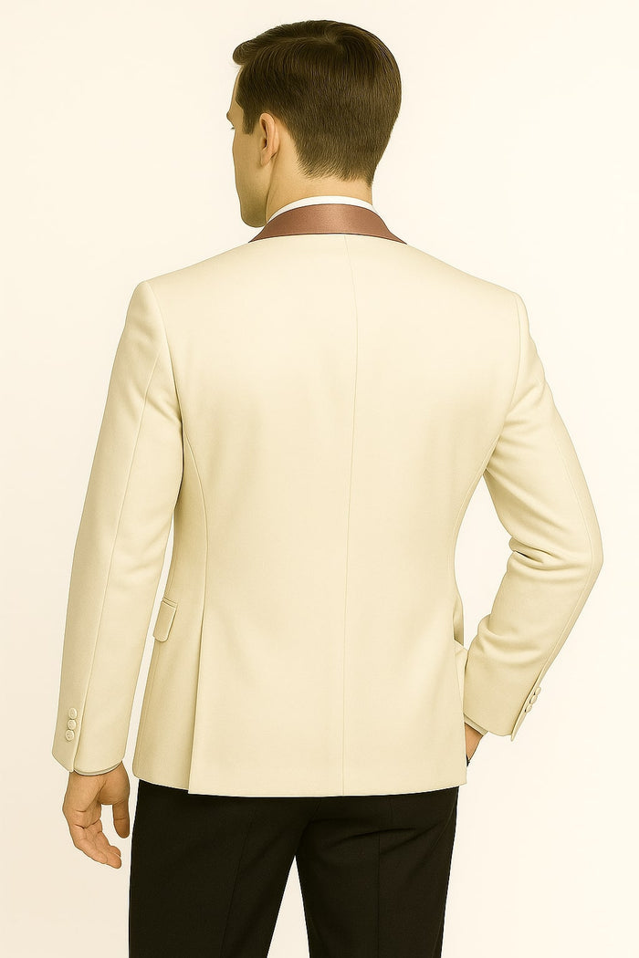 White & Rose Gold Tuxedo with Mauve Vest and Bow Tie